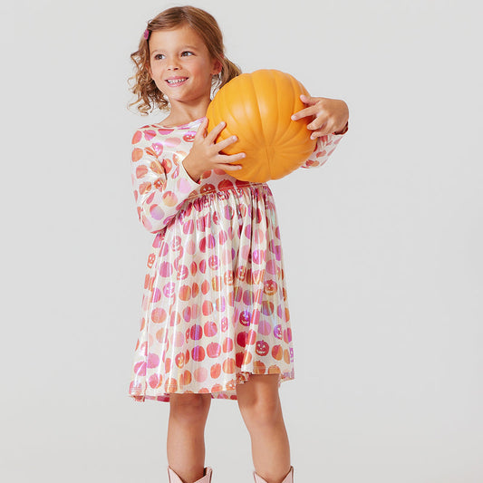 Girls Lame Steph Dress | Pumpkin