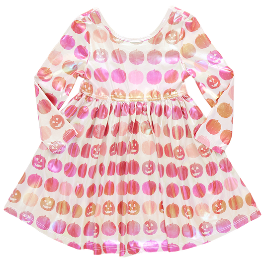 Girls Lame Steph Dress | Pumpkin