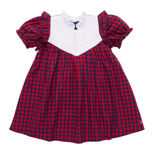 Girls Imogen Dress | Red Blue Check