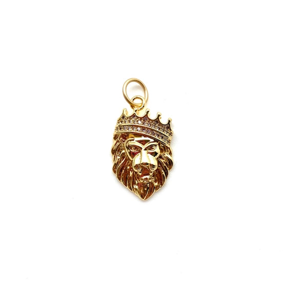 Lion Pendant with Cz Crown | Gold Plated or Silver