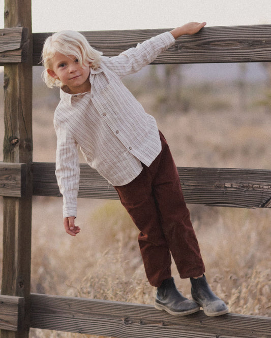 COLLARED LONG SLEEVE SHIRT | STONE STRIPE