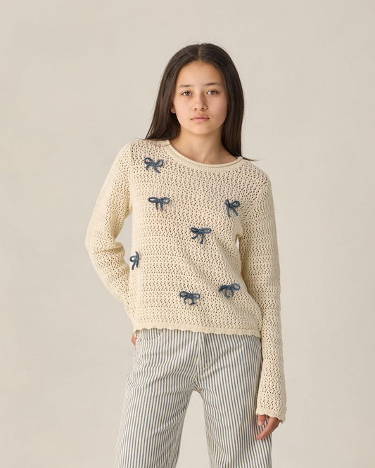 TEEN CROCHET KNIT PULLOVER | BOWS