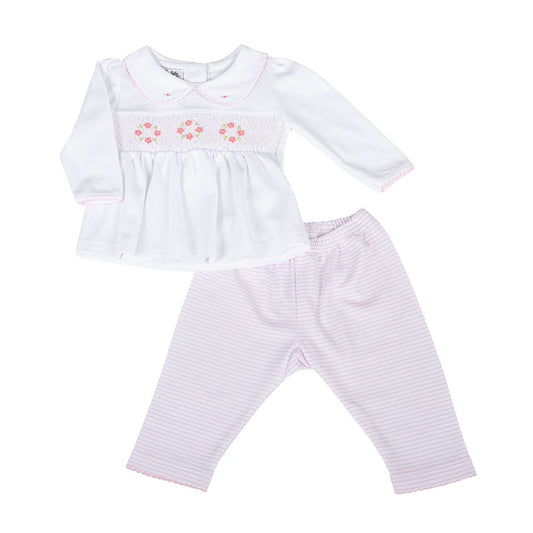Lilly and Logan Smocked Collared Pant Set | Pink