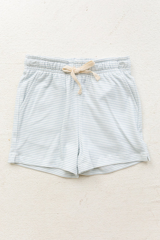 Knit Shorts | Light Blue & White Stripe
