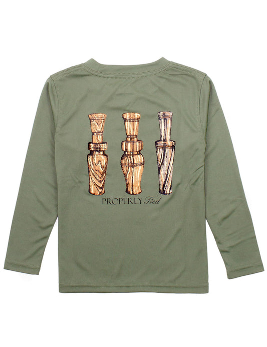 Boys Performance Tee LS Duck Calls | Olive