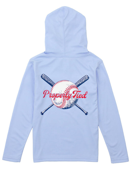 Boy's Shade Performance Hoodie | Light Blue Play Ball