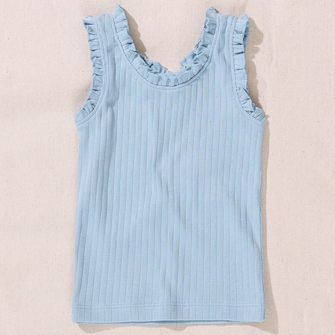 Joy Ruffle Rib Tank | Light Blue