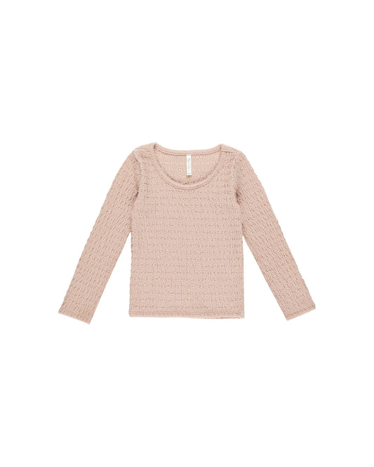 TEXTURED LONG SLEEVE TOP | ROSE