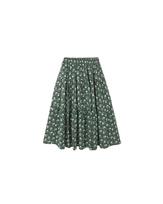 TIERED MIDI SKIRT || GREEN DITSY
