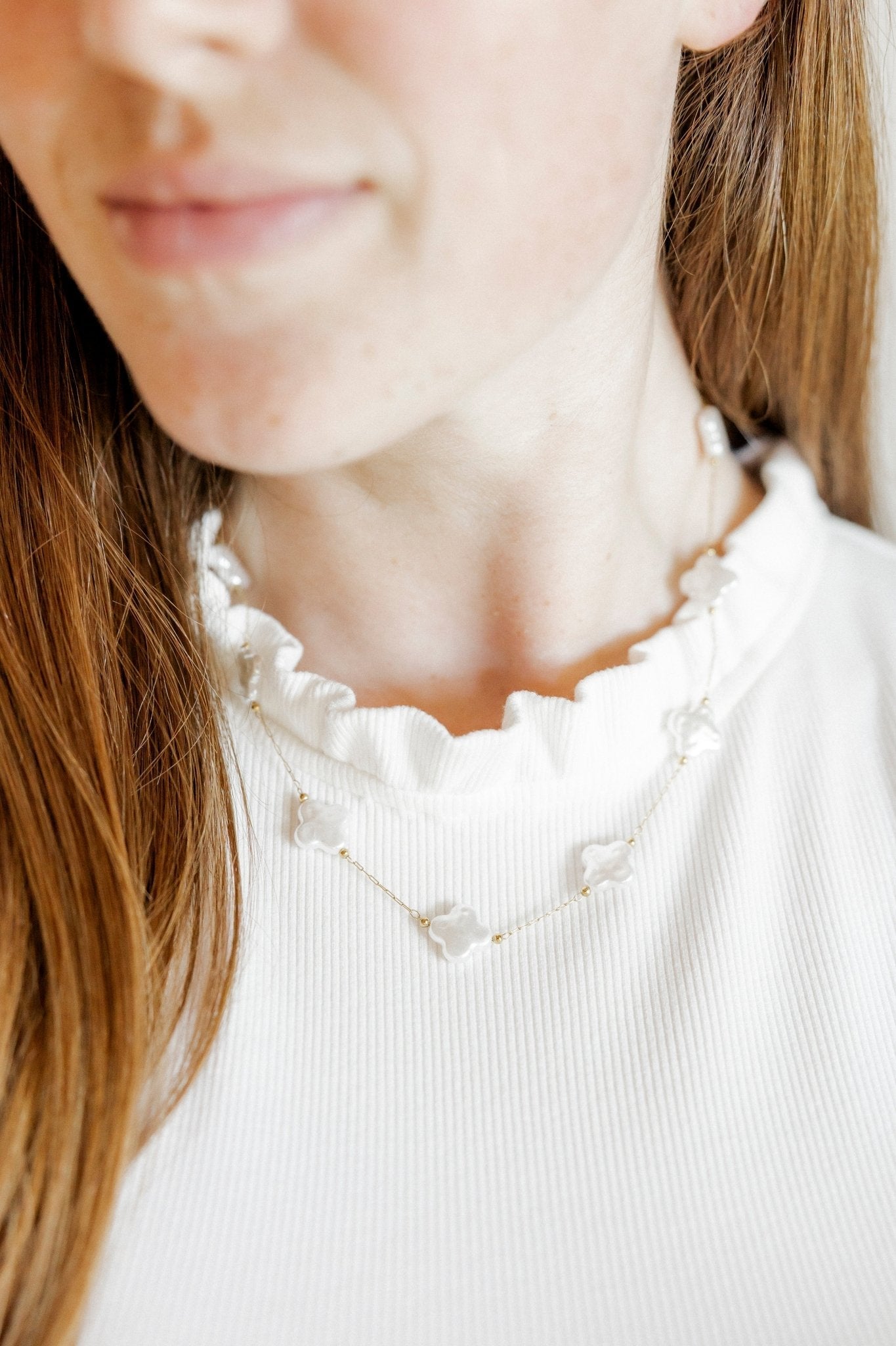 Necklace - Corrie Clover Pearl