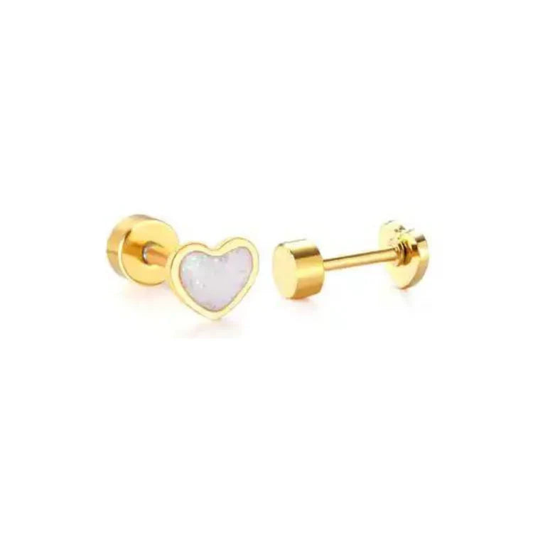 Screwback Stud | Nora Heart | White