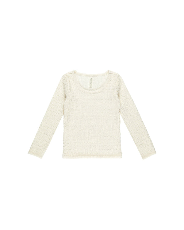 TEXTURED LONG SLEEVE TOP | IVORY