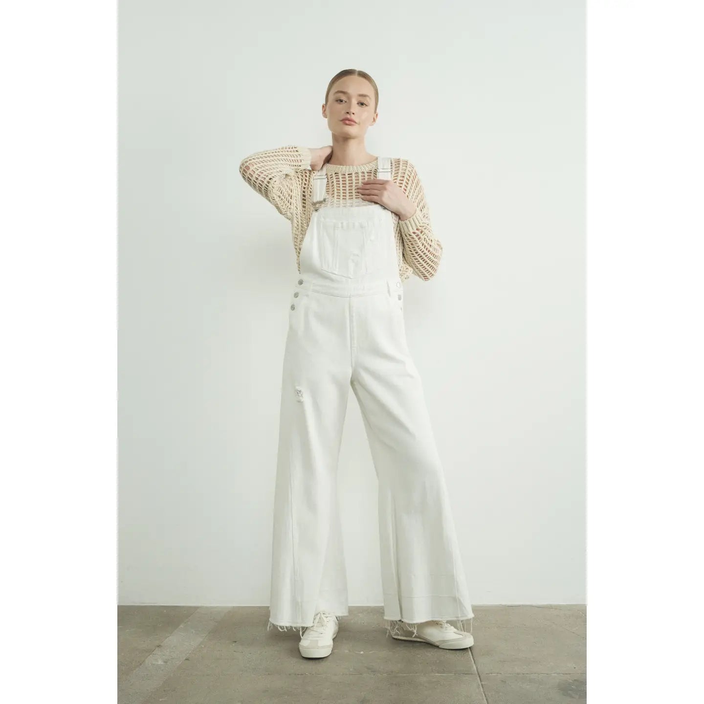 Milly Wide Leg Denim Overall | Off-White