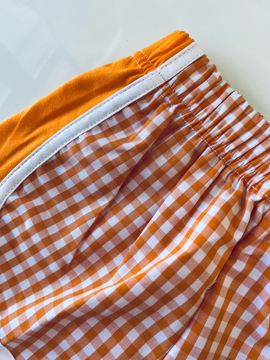 Gingham Gameday Track Shorts | Orange