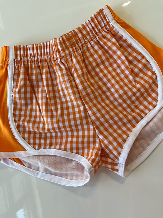 Gingham Gameday Track Shorts | Orange