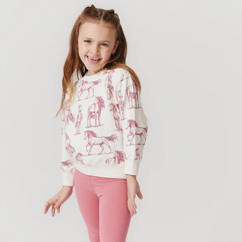 Kids Organic Sweatshirt | Vintage Rose Horses