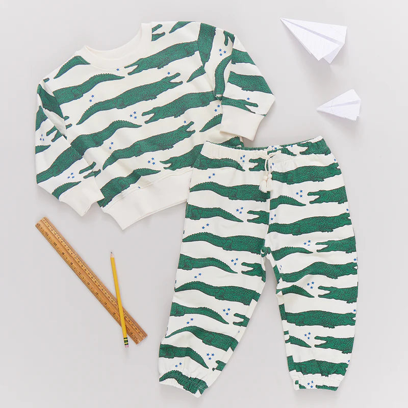 Kids Organic Sweatpants | Crocodile Stars