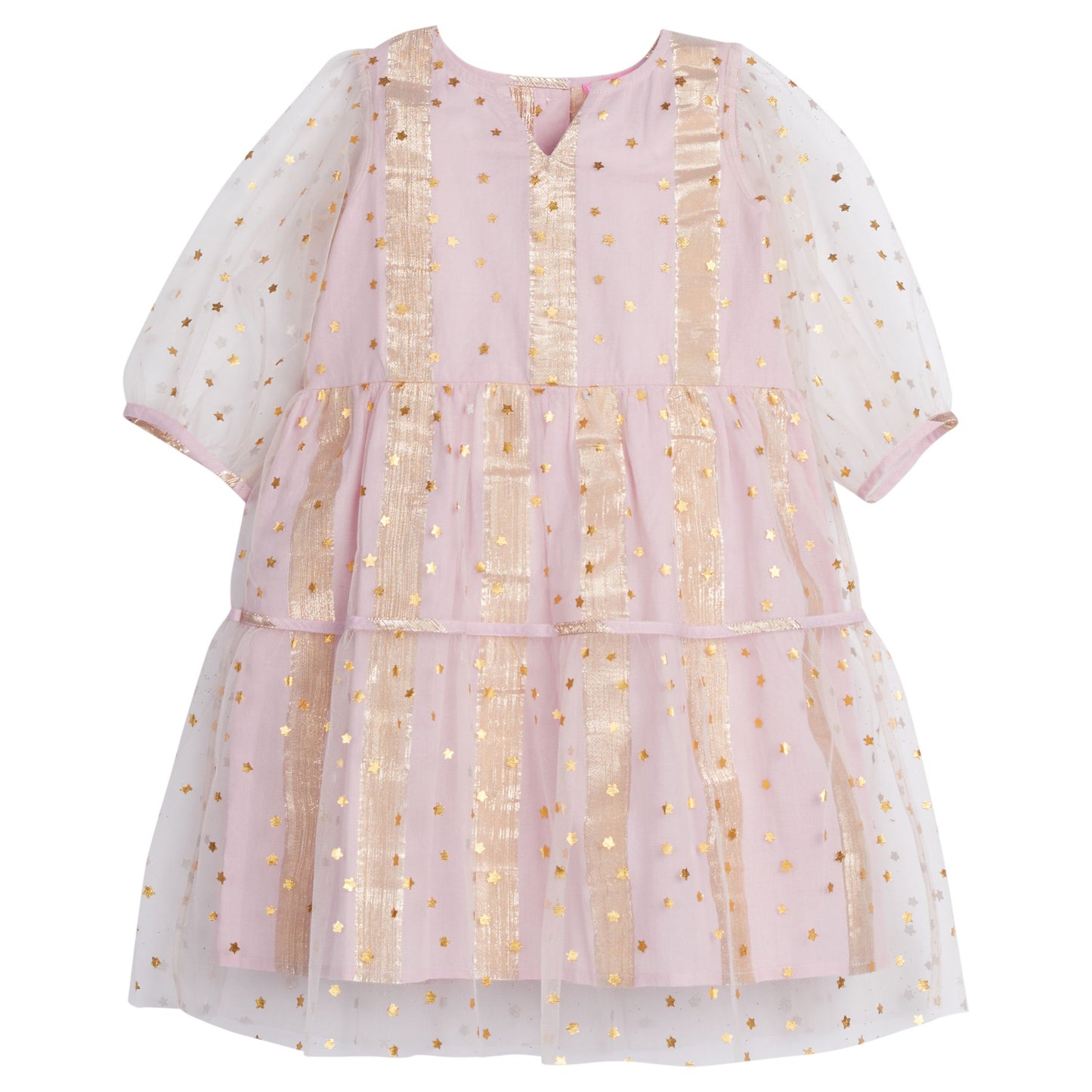 Madaket Dress | Pink Metallic Stripe + Stars