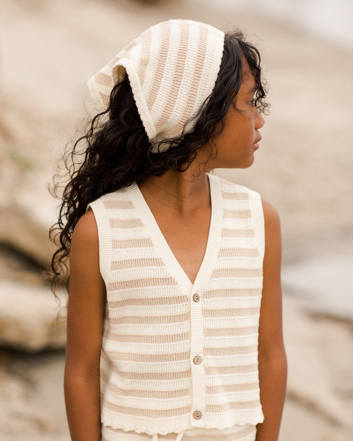 Knit Vest | Sand Stripe