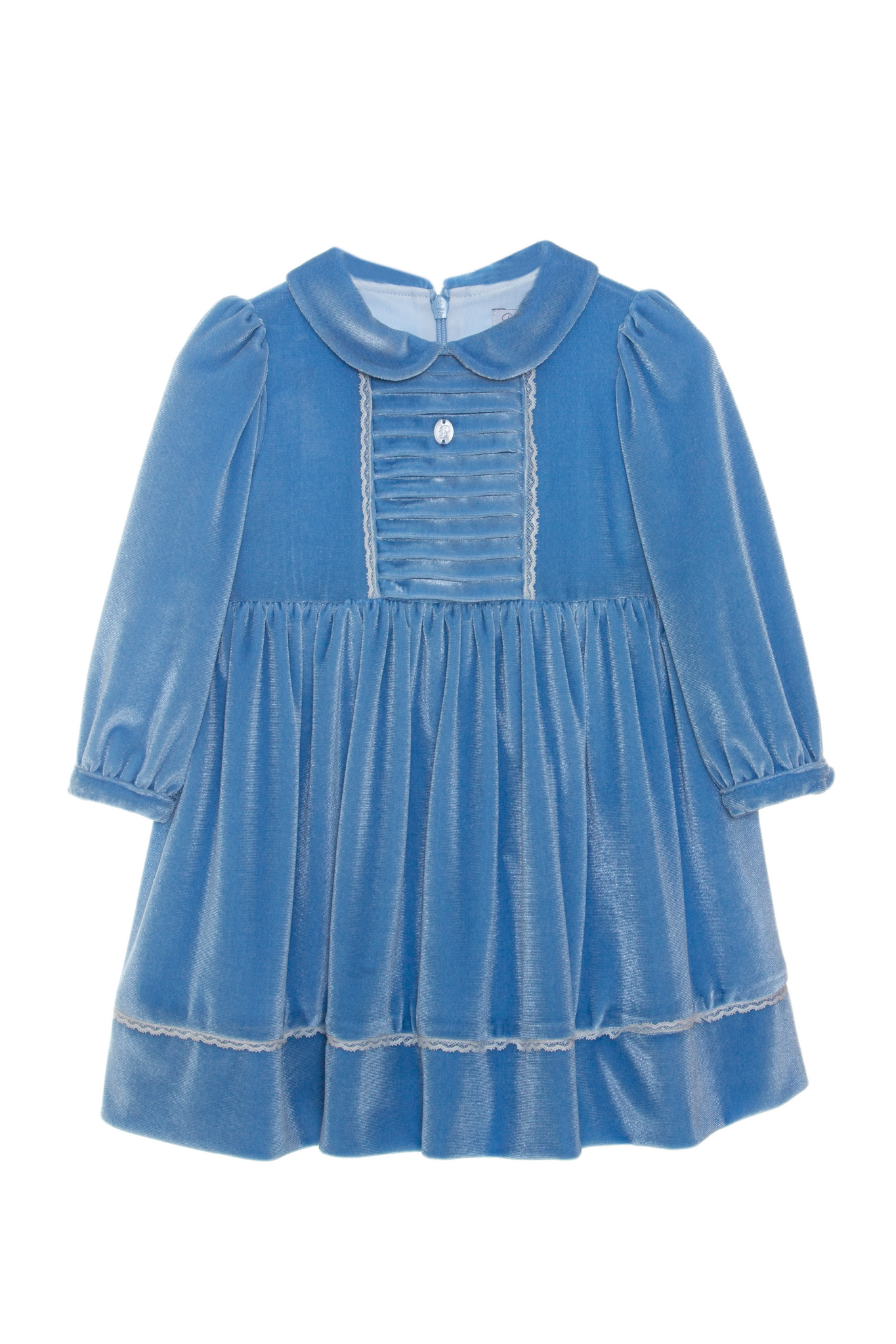 Girls Sky Blue Velvet Dress