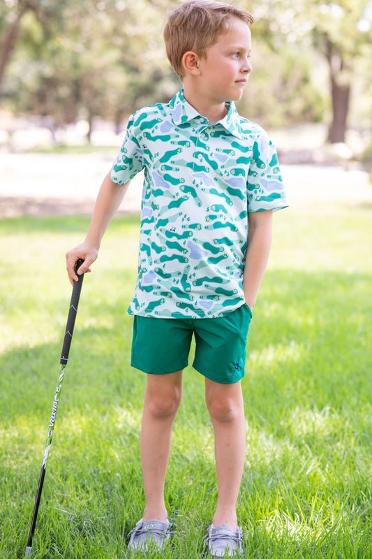 Boys Short Sleeve Polo | Golf Camo