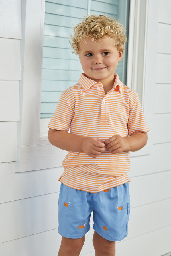 Short Sleeve Polo | Orange Stripe