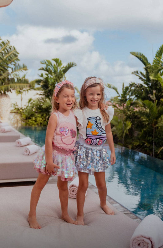 Paillette Metallic Skort | Pink