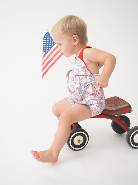 Silas Sunsuit | Patriotic Patchwork