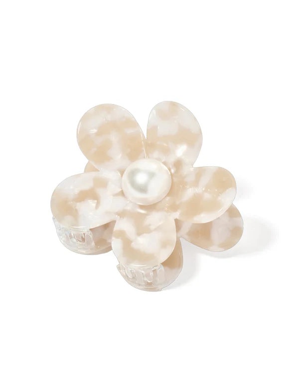 Gigi Hair Clip | Camel with Pearl Center