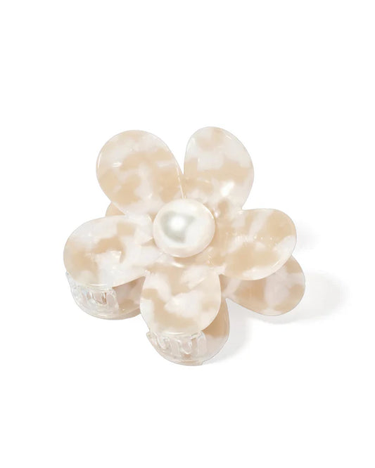 Gigi Hair Clip | Camel with Pearl Center