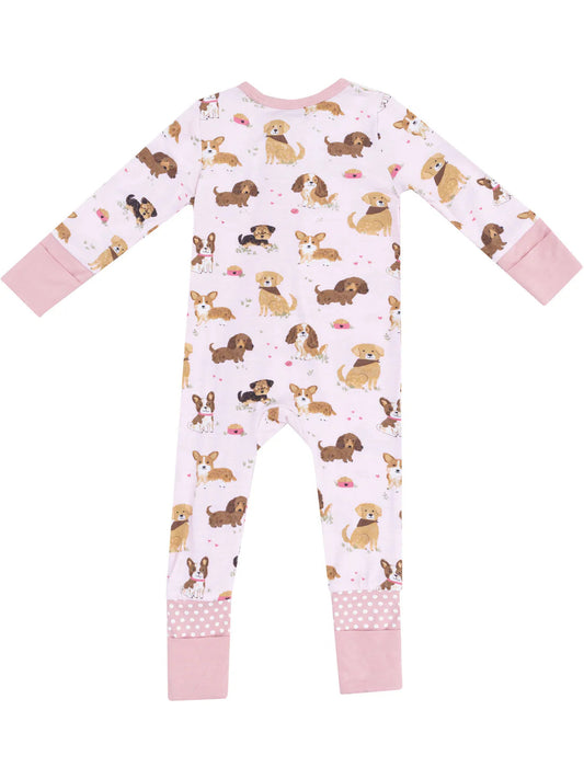 2 Way Zipper Romper | Pink Best Friend Dogs