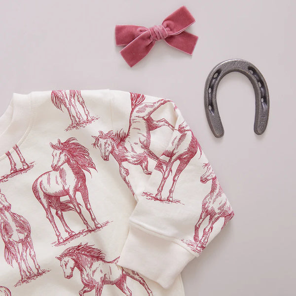 Kids Organic Sweatshirt | Vintage Rose Horses