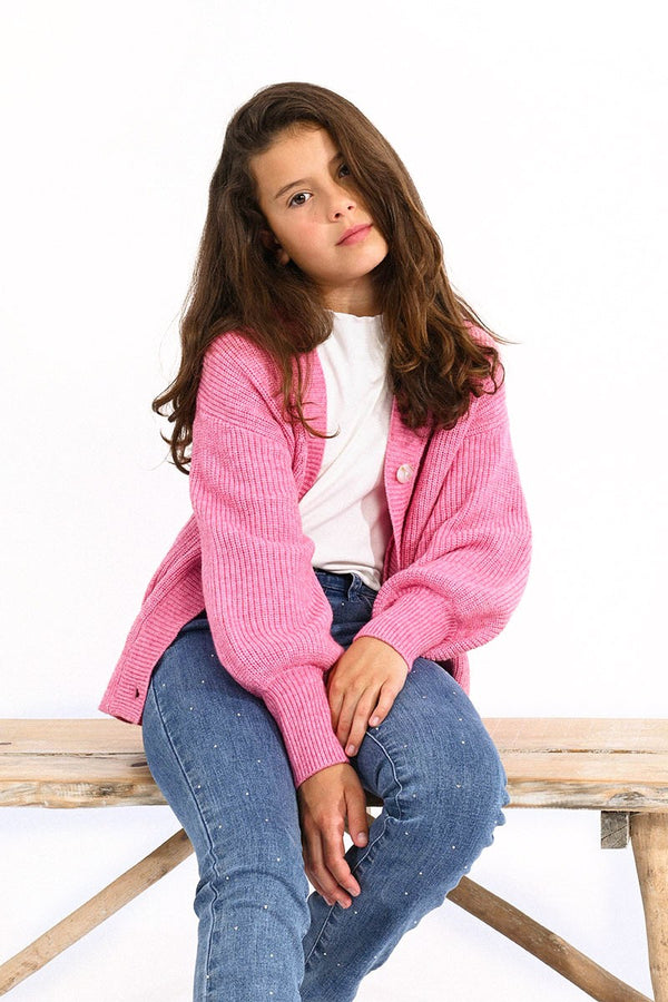 Ribbed Knit Cardigan | Pink