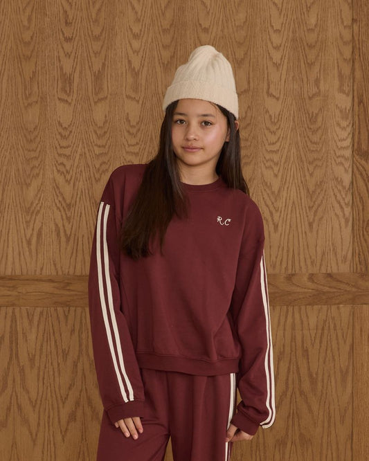 OVERSIZED SWEATSHIRT || BURGUNDY STRIPE TEEN