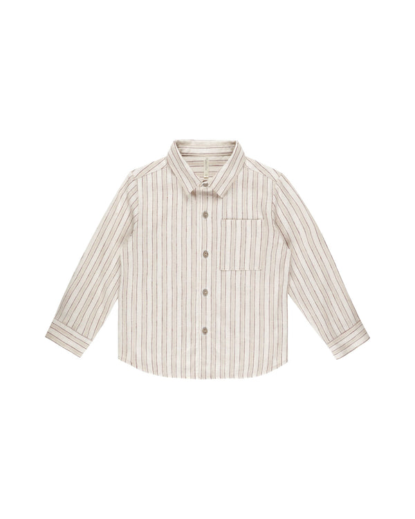 COLLARED LONG SLEEVE SHIRT | STONE STRIPE