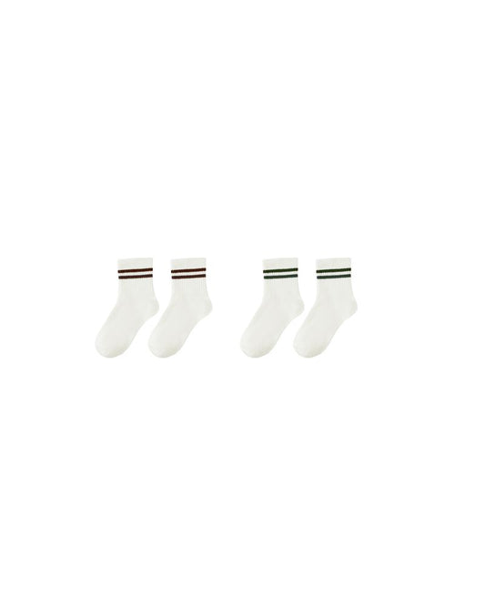 STRIPE SOCKS - SET OF 2 || BROWN + GREEN STRIPE