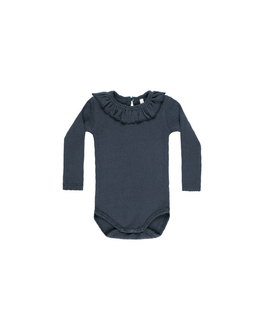 RUFFLE COLLAR BODYSUIT | INDIGO