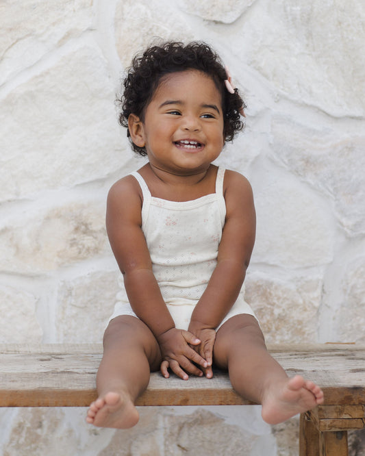 POINTELLE TANK + SHORTIE SET || PINK DITSY