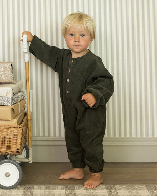 RELAXED WOVEN JUMPSUIT || EVERGREEN