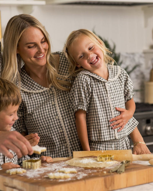 RUFFLE PAJAMAS || EVERGREEN GINGHAM