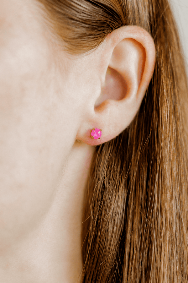 Screwback Stud Earrings - Venus Opal Neon Pink