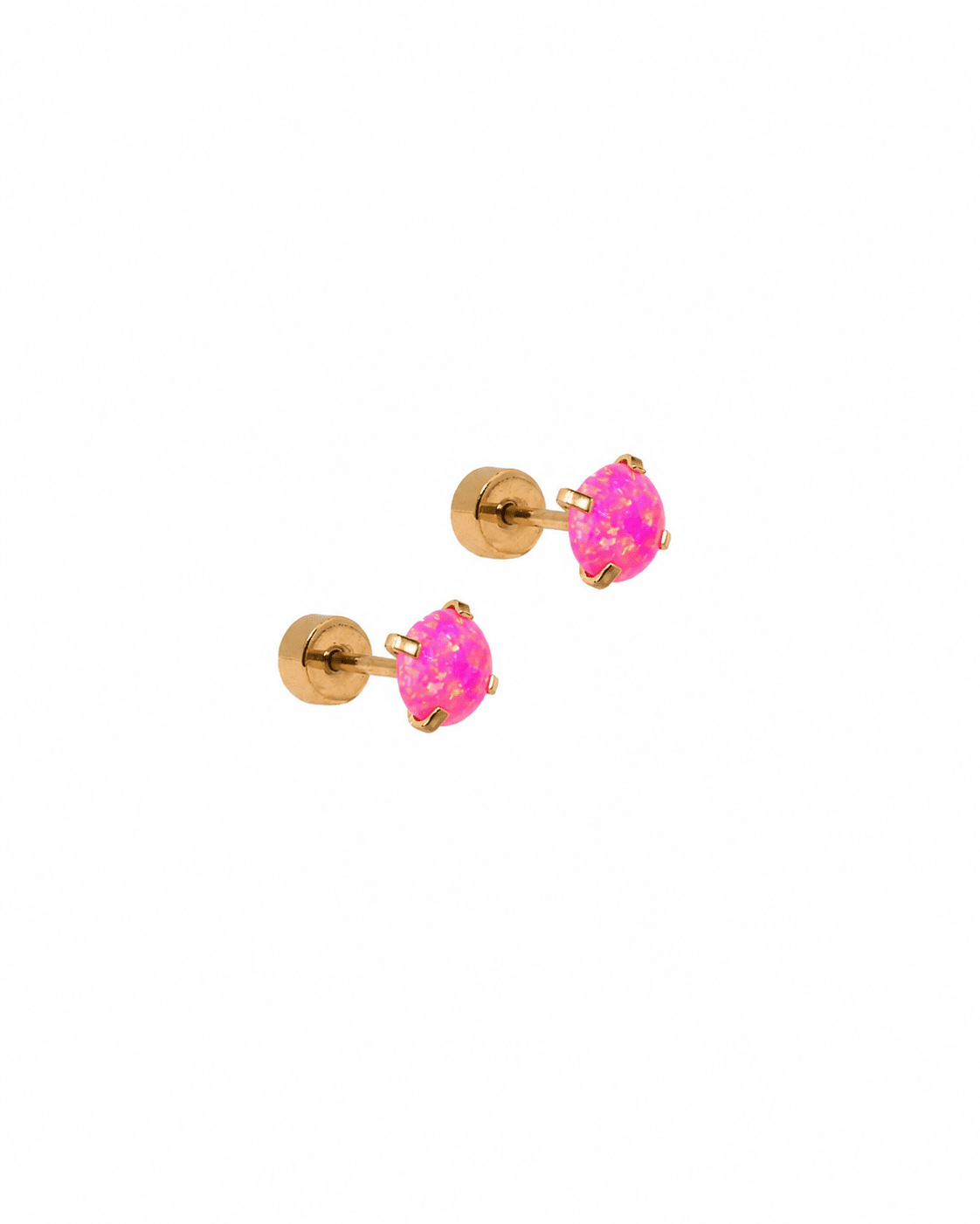 Screwback Stud Earrings - Venus Opal Neon Pink