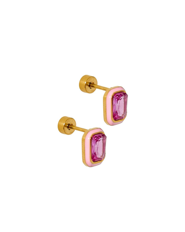 Screwback Stud Earrings - Whitney Bubblegum Pink