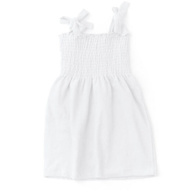 Smocked Terry Dress | White