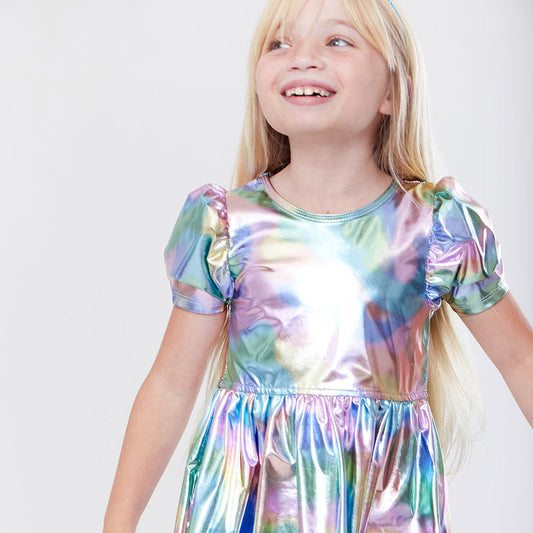 Girls Laurie Dress | Cotton Candy Lame