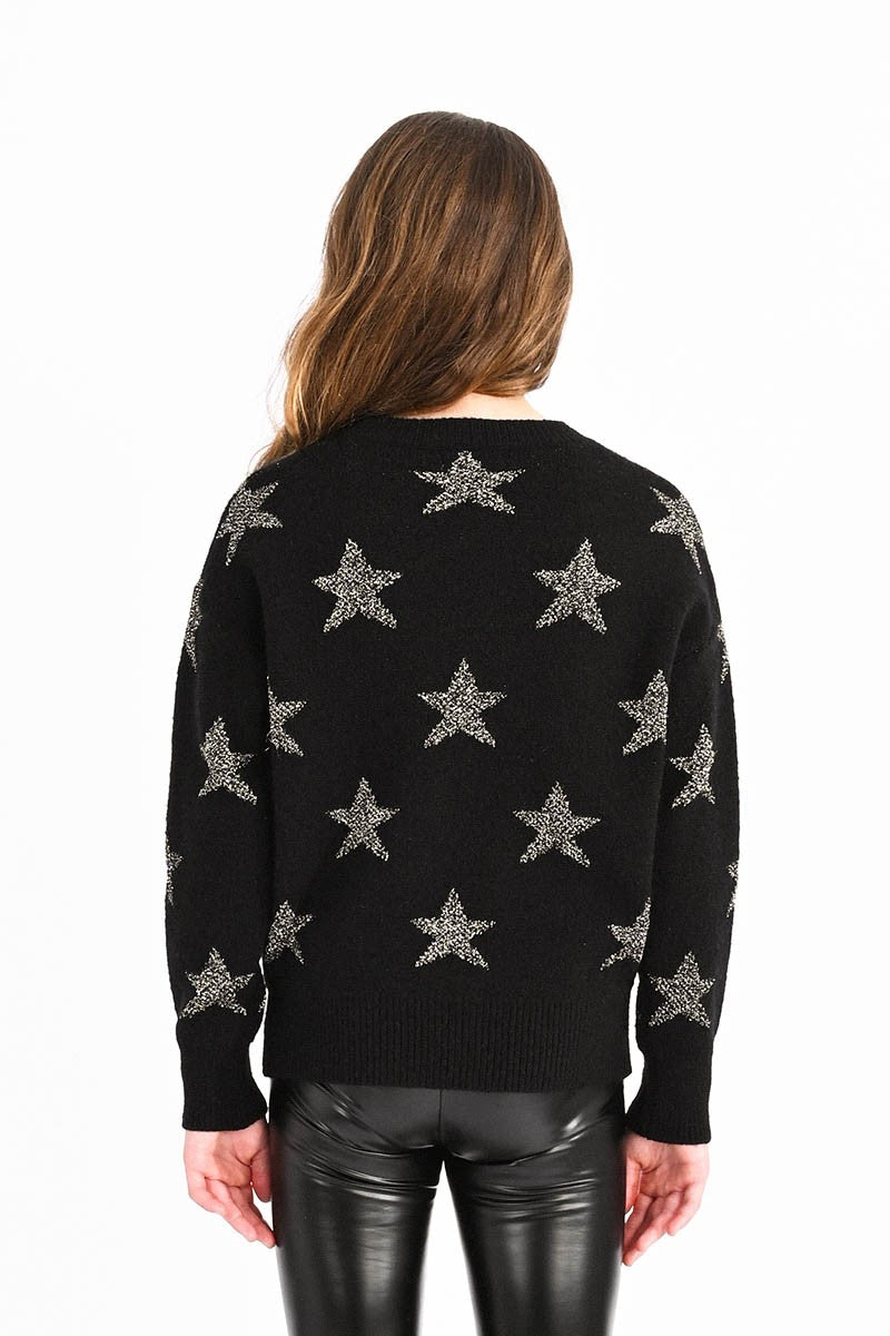 Casual Sweater With Star Pattern | Black