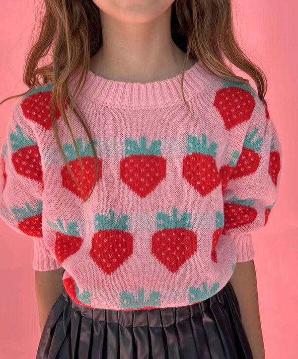 Strawberry Puff Sleeve Sweater