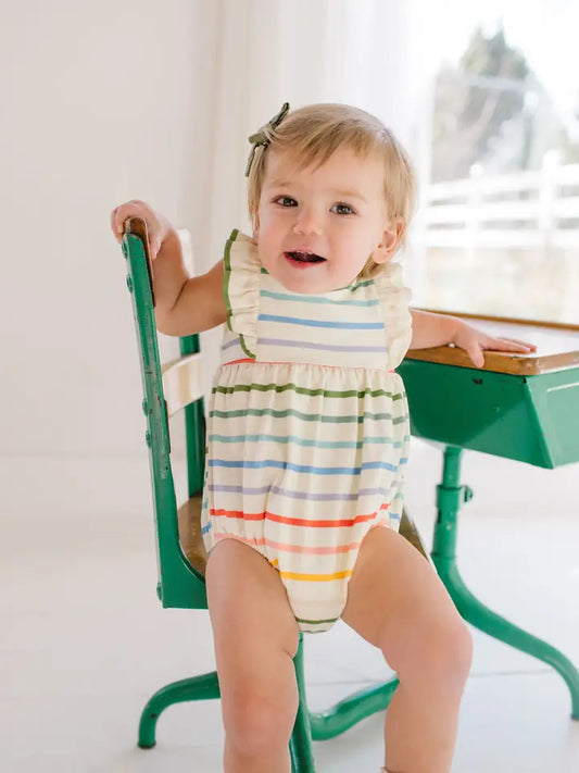 Amelia Romper | Primary Stripe