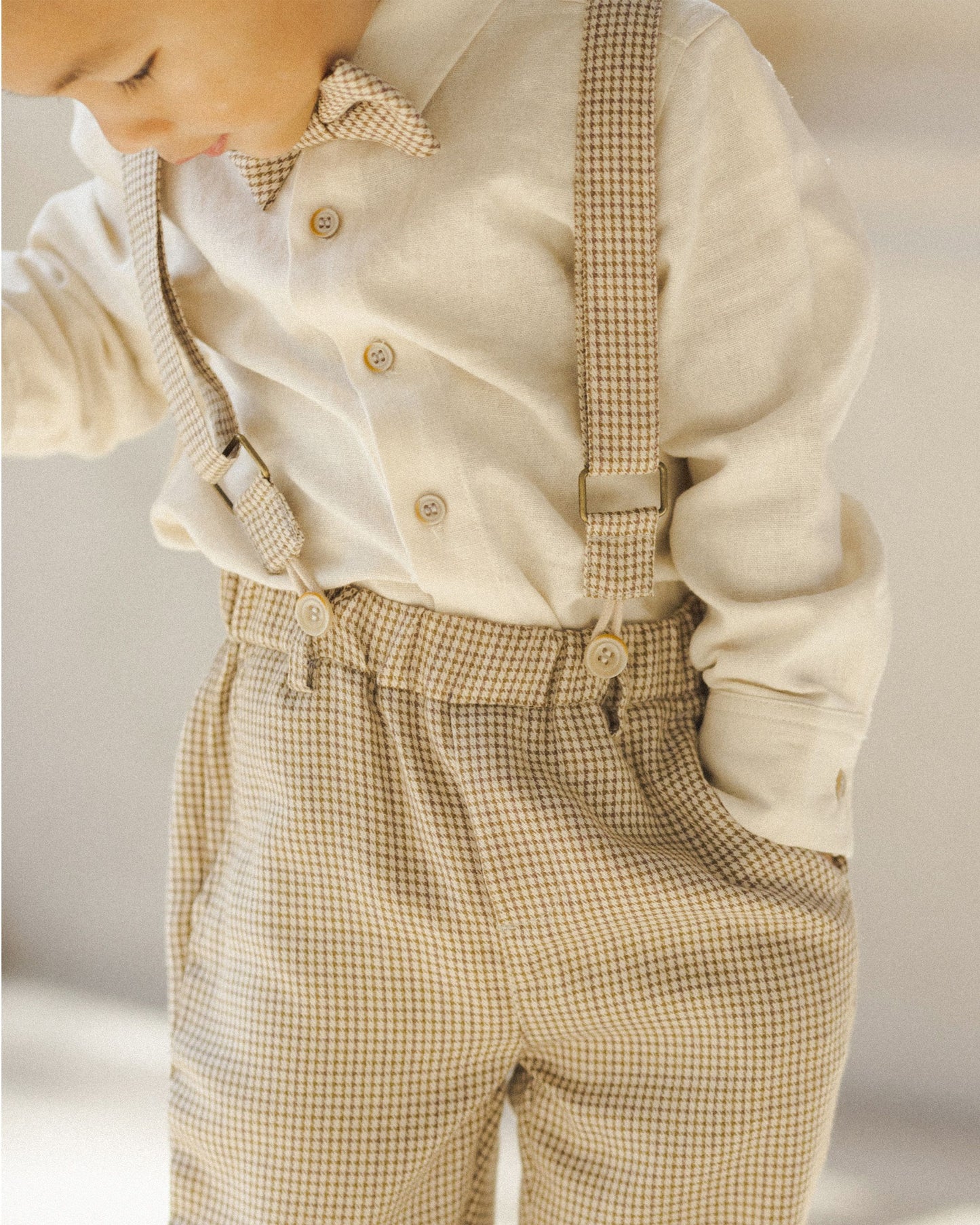 Suspender Pant | Golden Houndstooth