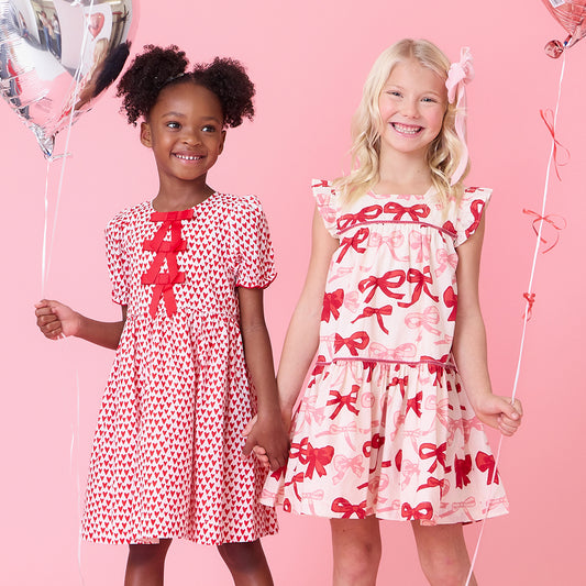 Girls Camelia Dress | Valentines Bows